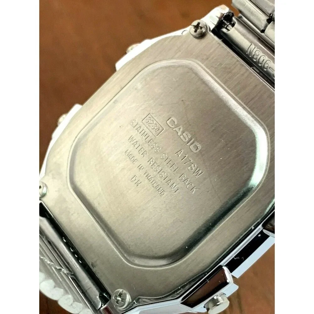 Casio Men's Watch A178WA-1A Silver Stainless Steel 34mm Digital Quartz 3234